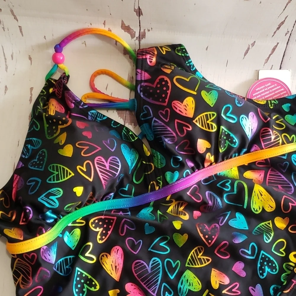 Justice new girls 2 pièces bikini set multicolor size 18